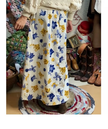 70s butterfly & flower print skirt