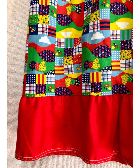 70s patchwork print apron dress