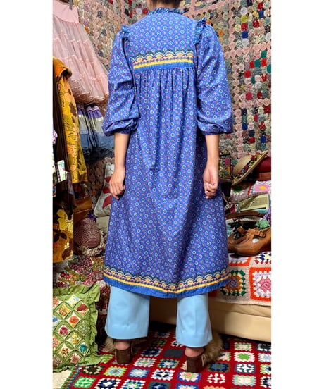 70s botanical print cotton dress