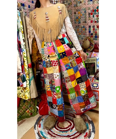 patchwork super wide leg pants