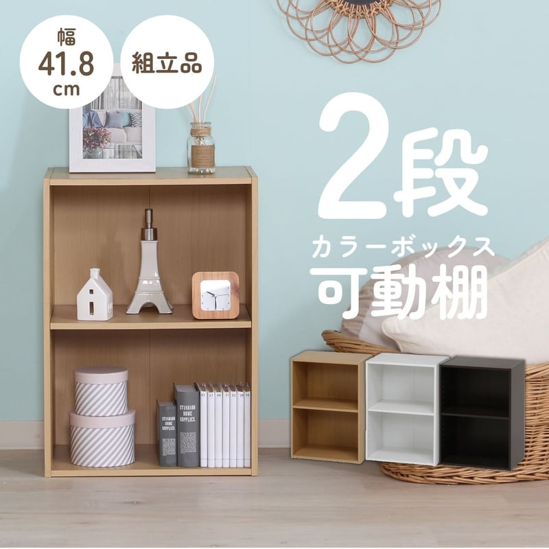 2列5段＋棚板可動カラーボックス3段 （ホワイト）2台セット カラーボックス 可動棚3段 WH ホワイト 幅418×奥行290×高さ890mm