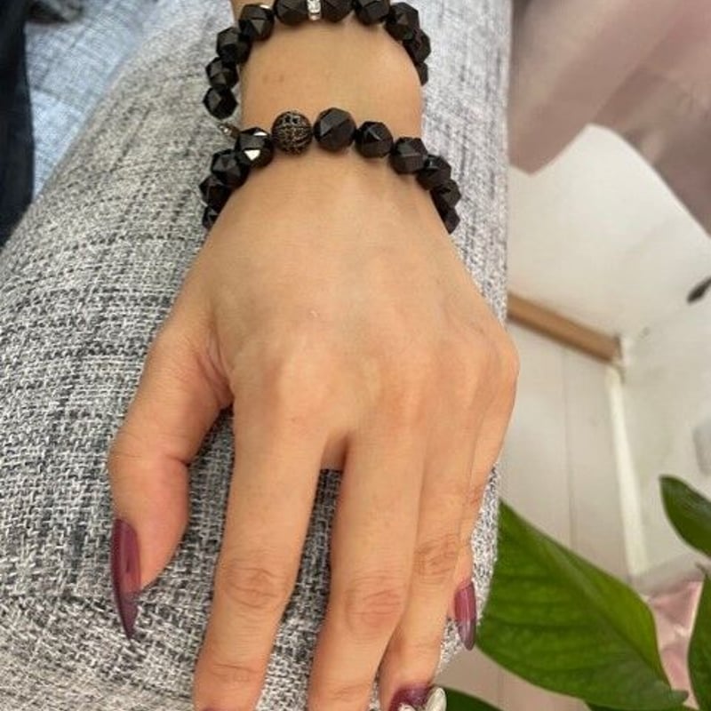 カムレイド ブラックスピネルオニキスブレスレット 2本セット