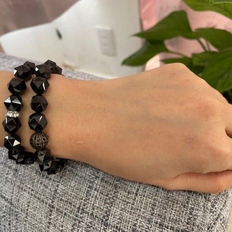 カムレイド ブラックスピネルオニキスブレスレット 2本セット