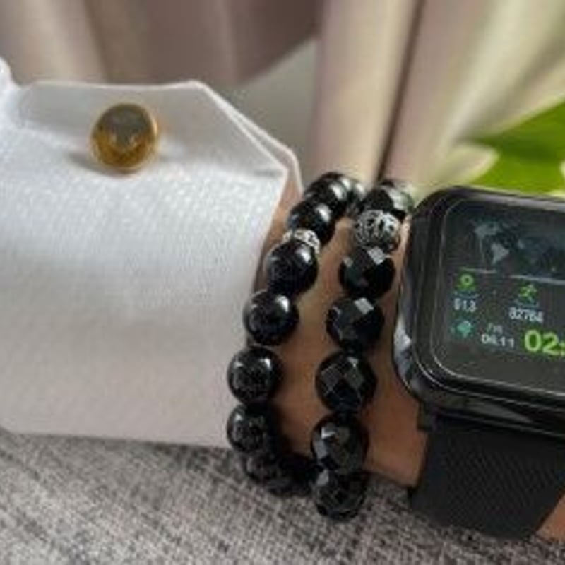カムレイド ブラックスピネルオニキスブレスレット 2本セット