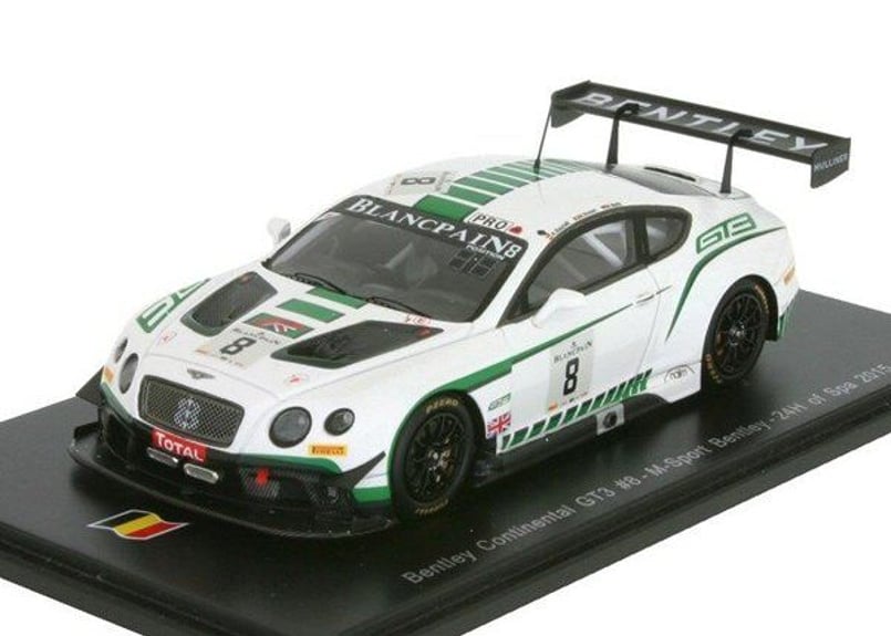 ベントレー　コンチネンタル　GT3 ホワイト/グリーン　1/43 ミニカー Spark 1/43 (SB108) Bentley Continental GT3 #8 2