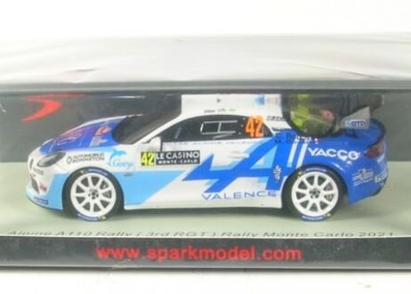 Spark 1/43 (S6577) Alpine A110 Rally #42 (3rd RGT) Rally MonteCarlo 2021