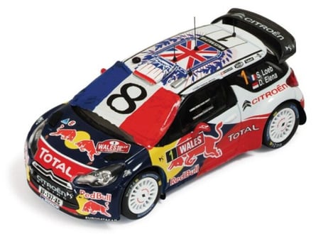ixo models 1/43 (RAM464B )Citroen DS3 WRC #1 S.Loeb  Wales Rally  (フランス国旗付) World Champion 2011
