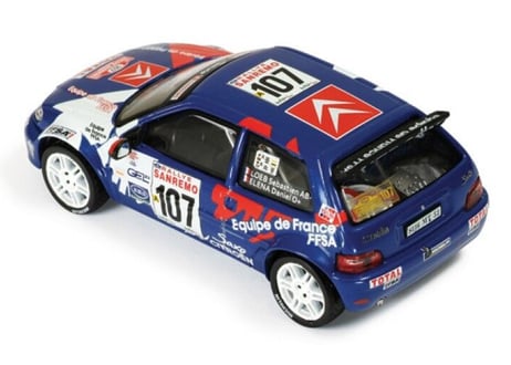 ixo models 1/43 (RAM336) Citroen Saxo Kit Car #107 Rallye Sanremo 1999