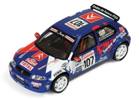 ixo models 1/43 (RAM336) Citroen Saxo Kit Car #107 Rallye Sanremo 1999