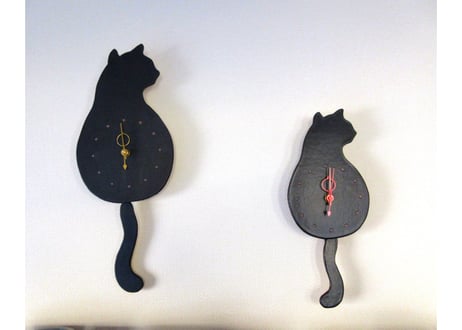 猫の壁掛け時計＊黒猫