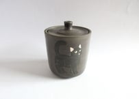 つぐみ製陶所 猫のフタ物K＊クロネコ