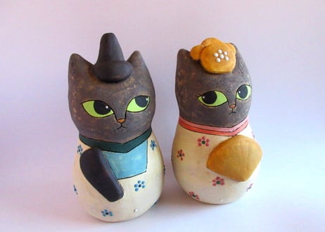 古谷萌仁香　猫のお雛様・大＊黒猫＊箱付