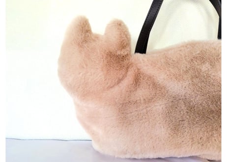 新作＊ふわふわファーのネコバッグ＊ミルクティー色のネコちゃん
