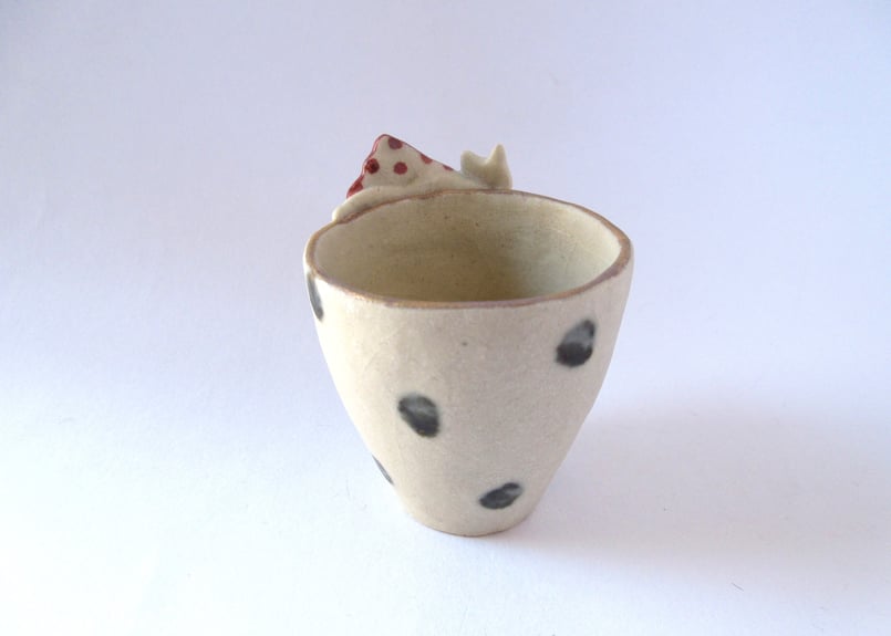 工房113 阪井ひとみ スーパーネコのおちょこ＊小A | コーヒー豆と雑貨
