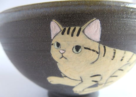 つぐみ製陶所 猫のご飯茶わん＊茶トラA
