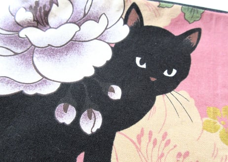 黒猫の平ポーチ ピンク A/B