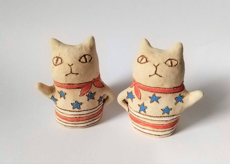 置物 kuu kuu＊アメリカネコ 右手上げ／左手上げ | コーヒー豆と雑貨の店 豆ねこ