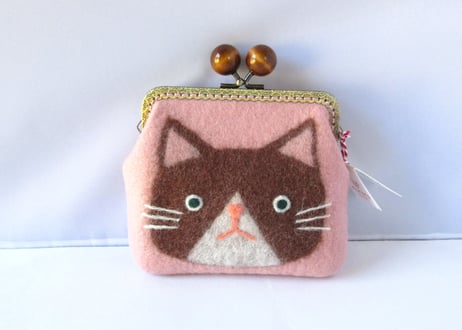 haruru＊woolfelt　がま口ポーチ　ピンク