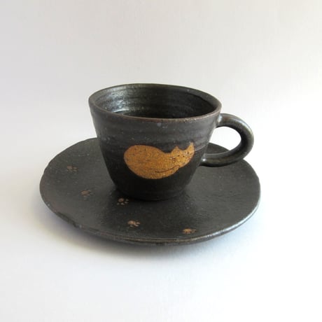桃窯　猫のコーヒーカップD