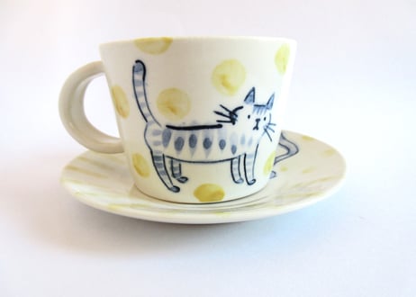 草舟 猫のコーヒーカップ＆ソーサーC