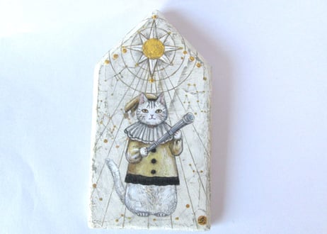 横山裕子　桐板絵　星を考える