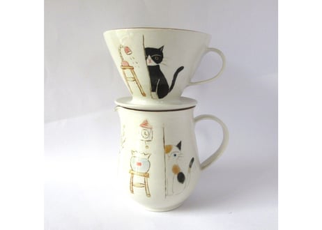 ヒロロ工房　猫のドリッパーセット  のぞき猫＊ミケネコとハチワレ