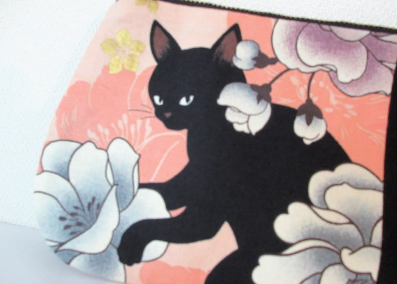 黒猫の和柄ポーチ オレンジ☆1200円→950円！ | コーヒー豆と雑貨の店