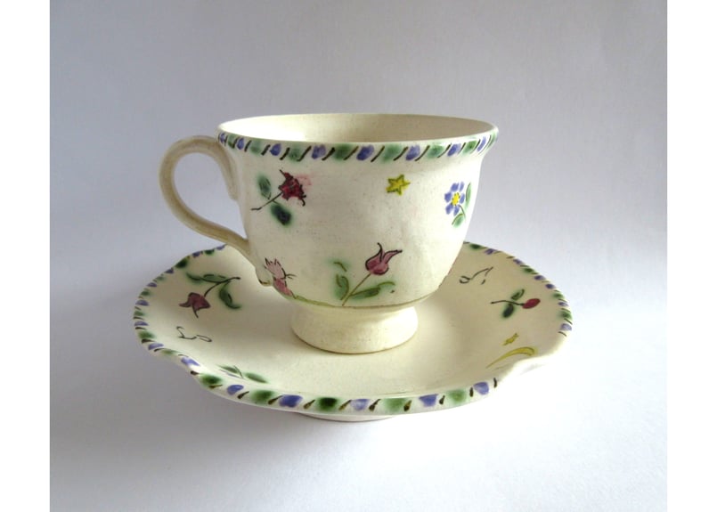 早川ゆかこ コーヒーカップ＊猫とお花とお月さまA | コーヒー豆と雑貨