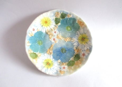 工房ゆずりは　お花のカップ＆ソーサー イエローブルー