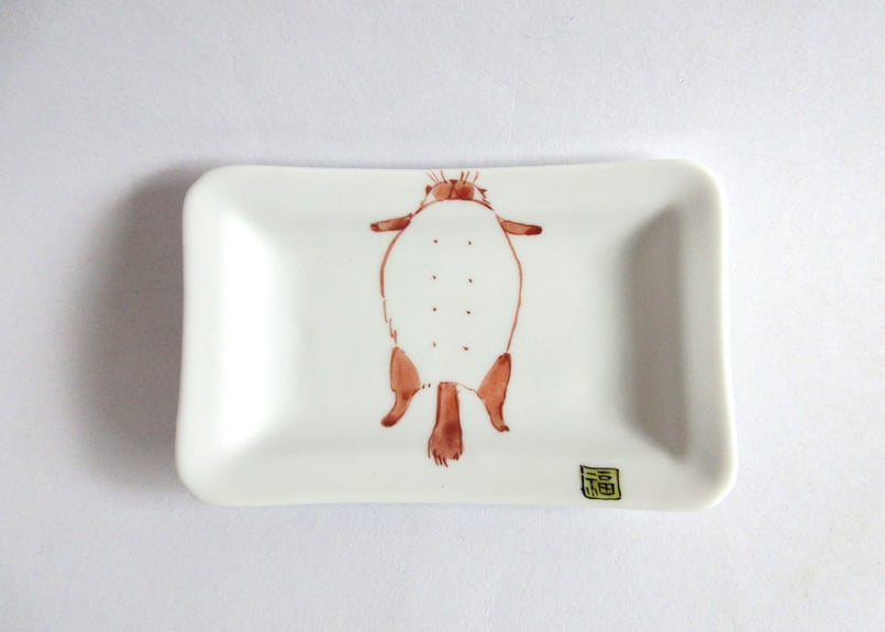 九谷焼 東早苗 長角小皿【満腹】C | コーヒー豆と雑貨の店 豆ねこ