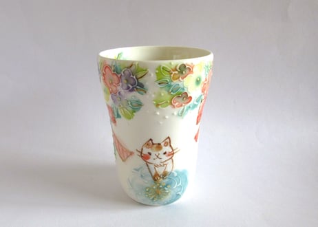 内藤加奈子　ねことうさぎのフリーカップA