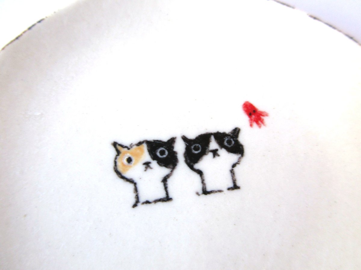 みなかわねこ 豆皿＊三毛猫とハチワレ猫 | コーヒー豆と雑貨の店 豆ねこ