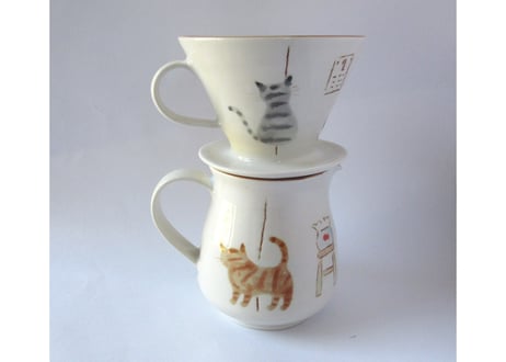 ヒロロ工房　猫のドリッパーセット