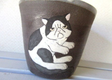 つぐみ製陶所 　猫のフリーカップ＊エキゾチック2