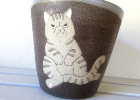 つぐみ製陶所 　猫のフリーカップ＊エキゾチック