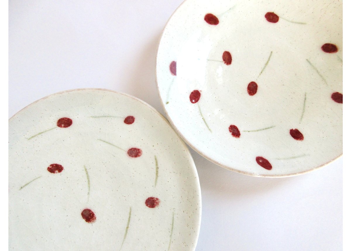 新作＊巌陶房 さくらんぼの中皿 | コーヒー豆と雑貨の店 豆ねこ