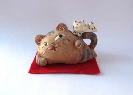 豊大窯　招き猫＊親子猫A