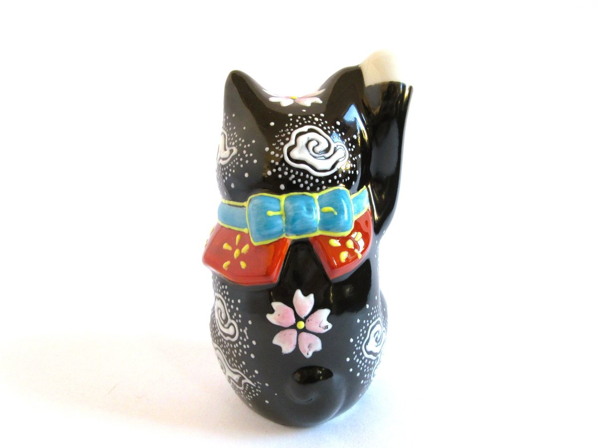 九谷焼 白富士と桜 招き猫 | コーヒー豆と雑貨の店 豆ねこ