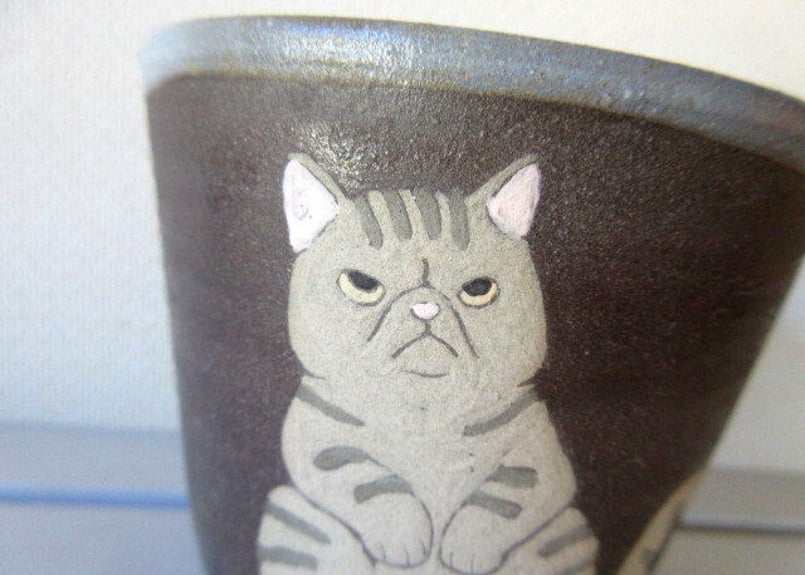 つぐみ製陶所 猫のフリーカップ＊エキゾチック | コーヒー豆と雑貨の店
