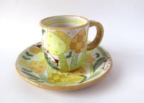 安藤喜代子　パッチワークネコのコーヒーカップ＊イエロー