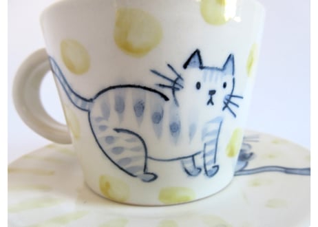 草舟 猫のコーヒーカップ＆ソーサーE
