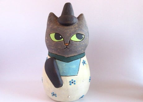 古谷萌仁香　猫のお雛様・大＊黒猫＊箱付