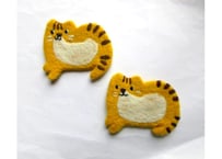 ふっくらフェルトのコースター＊トラネコ