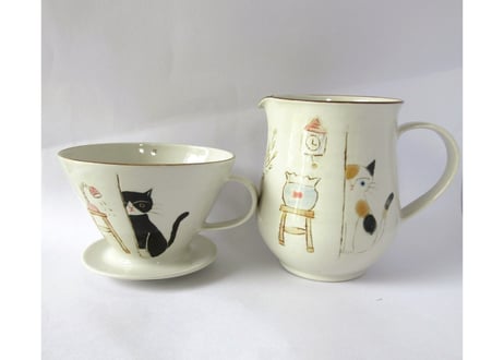 ヒロロ工房　猫のドリッパーセット  のぞき猫＊ミケネコとハチワレ