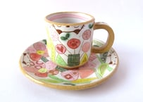 安藤喜代子　パッチワークネコのコーヒーカップ＊ピンクA