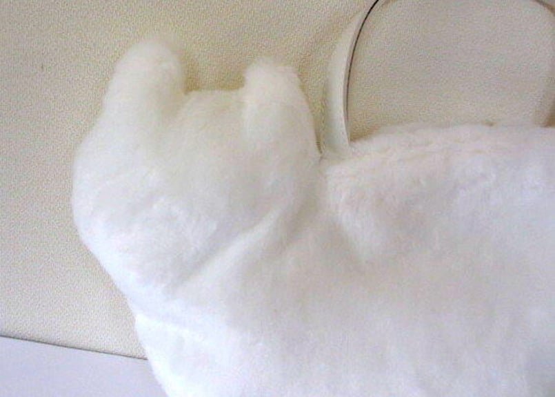 ネコのふわふわファーバッグ＊まっしろ白猫 | コーヒー豆と雑貨の店 豆ねこ