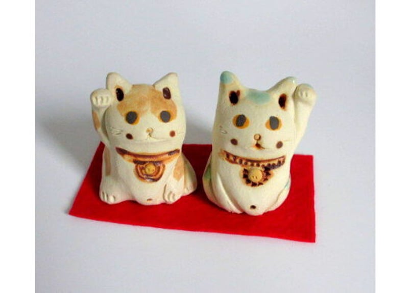 作家物 招き猫 親子招き猫