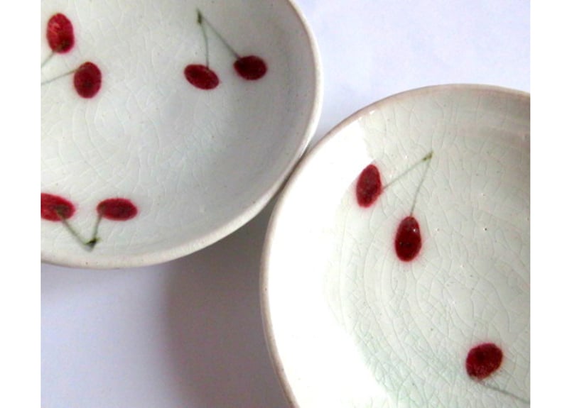 巌陶房 さくらんぼのお皿 | コーヒー豆と雑貨の店 豆ねこ