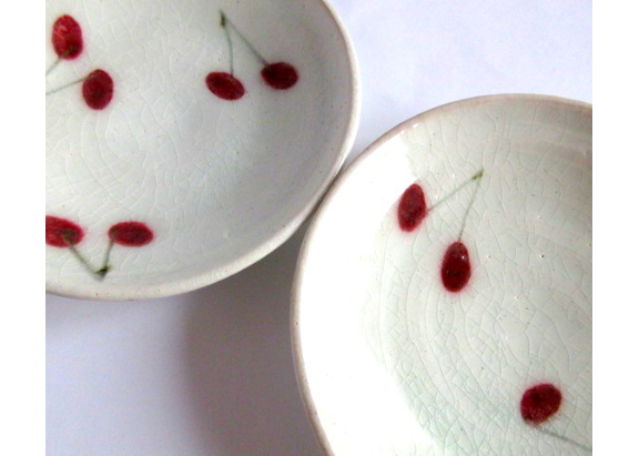 巌陶房 さくらんぼのお皿 | コーヒー豆と雑貨の店 豆ねこ