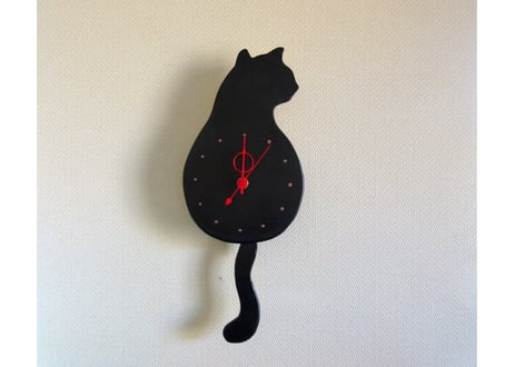 猫の壁掛け時計＊黒猫